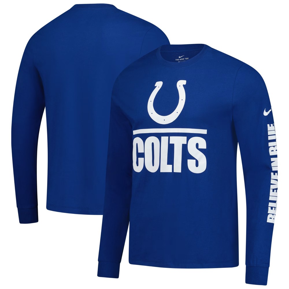 New Nike Indianapolis Colts Mens NFL Football Long Sleeve Shirt Size 3XL